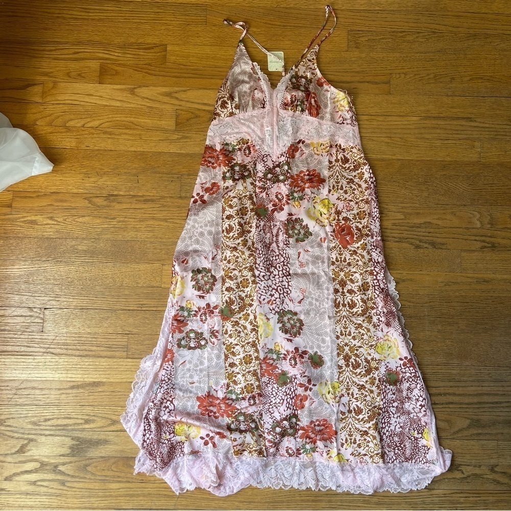 NEW Free People Right Now Midi Slip Dress Pink Blush Combo OB1402081 Small NWT - Picture 3 of 8